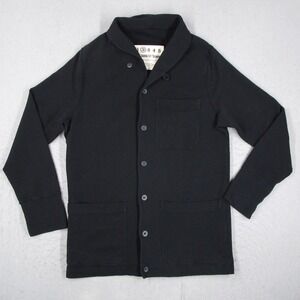 Earnest Sewn Mens Black Cotton Shawl Collar Button Cardigan Sweater Size 2